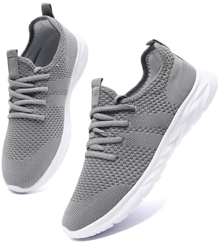 AZSDXS Leicht Turnschuhe Sportschuhe Damen Sneaker Atmungsaktive Hallenschuhe Sommer Schuhe Laufschuhe Outdoor für Fitness Tennis Jogging Bequem Straßenlaufschuhe Hellgrau 41