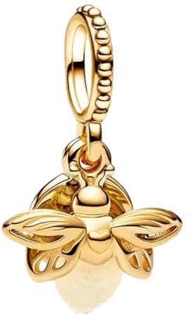 GHMIOU Charms Gold 925er Sterlingsilber Bead Charm für Armbänder, Halsketten, Cartoon Charms, Schmuck, Geschenk für Frauen und Mädchen zu Weihnachten (Gold firefly)