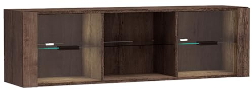 Lomadox Lowboard TV Unterschrank Wohnzimmer Schrank Fernsehschrank TV Board modern in braun mit LED Beleuchtung