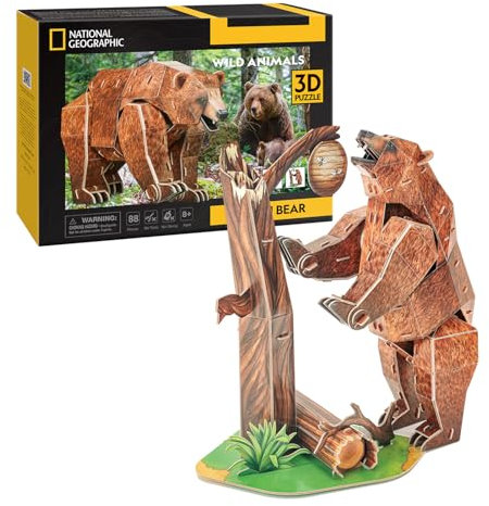 National Geographic – Meeresschildkröte | 3D-Puzzle | Modelle zum Zusammenbauen | Geschenk für Jungen 8 Jahre | Geschenk für Mädchen 8 Jahre | Basteln für Erwachsene | Kinderpuzzle (Braunbär)