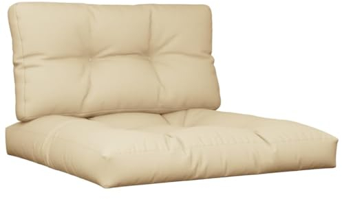 vidaXL Palettenkissen 2-TLG., Palettenpolster für Europaletten, Palettensofa Kissen Indoor Outdoor, Palettenauflage Sitzkissen Rückenkissen, Beige Stoff