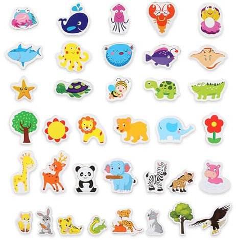 36 Pcs Kids Fridge Magnets, Fridge Magnets for Kids, Animal Fridge Stickers, Cartoon Animal Fridge Stickers,Photos, Office Stickers, Refrigerator Stickers Cute Educational Learning