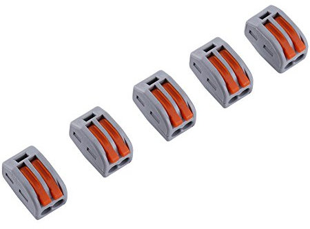 PCT-212 Wire Connector, 2-Port Terminal Block, Soft & Hard Wire 4mm2, 20pcs/Pack Electrical Connection Cap, Universal Building Wire Terminal for Secure Connections