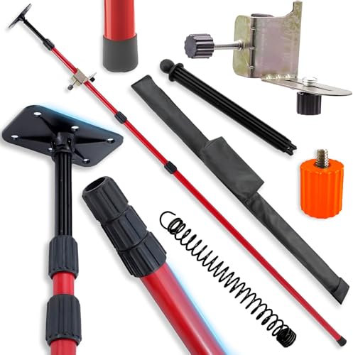 Retoo Teleskopstange 300 cm, für Laser, ohne Bohren, verstellbare Stange, 1/4'' Extension Holder für Laser Gewinde, rotierende Plattform 360°, mit rutschfeste Fußstütze und stabile Expansion