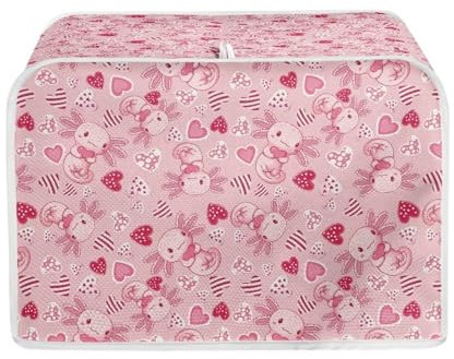 Xoenoiee Axolotl Copertura per tostapane con stampa di cuori rosa, per tostapane, tostapane, antipolvere, per cucina, piccoli elettrodomestici, accessori da cucina per 4 fette