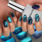 Ice Lake Blue Cat Eye Gel Nail Polish Dark Blue Magnetic Nail Gel Polish Soak Off Holographic Cateye Manicure Nail Art Salon DIY at Home