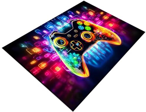 Gaming Mat, Game Controller Rubber Rugs 80X120CM, Anti-Slip Floor Protector Game Chair Rug, Soft Bedside Carpet for Boys Room Home Decor