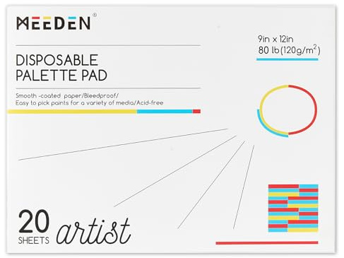 MEEDEN Bloc de papier pour palette d'artiste: 22,9 x 30,5 cm, 20 feuilles | 36,3 kg/120 g/m² - Bloc de papier jetable pour peinture acrylique aquarelle à l'huile