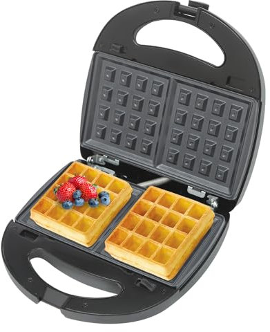 Lilyeriy 750W Multifunktions-Waffeleisen - 6-in-1 mit Wechselplatten, doppelseitig beheizt, antihaftbeschichtet, kompakt (22,5x22x10,5 cm), leicht und tragbar, backt 2 Waffeln gleichzeitig