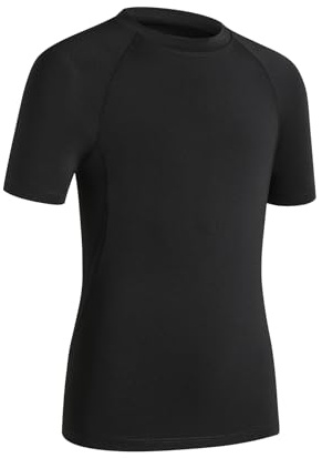 HYCOPROT Jungen Kompressionsshirts Kurze Ärmel Kind Leistung Unterhemd Sportliche Basisschicht Top Schnell Trocknen Funktionsshirt Atmungsaktiv Unterziehshirt für Fußball Basketball Training Outdoor