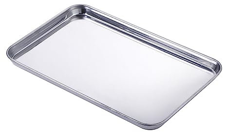 Teglia da forno in acciaio inox, teglia grande per biscotti, teglia da forno (35 x 25 x 1,5 cm)