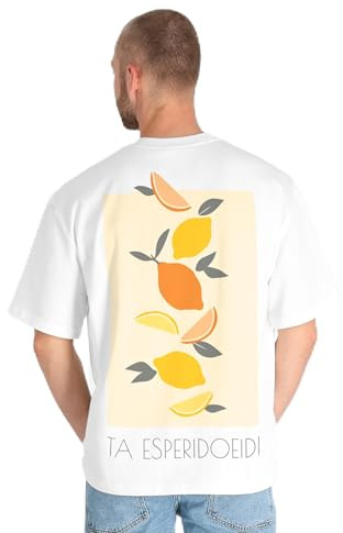 Spitzbub Oversized T-Shirt Herren Damen – Weiß – Sommerlicher Rückenprint & dezenter Frontprint – 100% Baumwolle – Superweicher Jersey