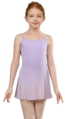 ZYXWVU Trajes de ballet para niñas y vestidos de ballet para niños - Cómodo traje de ballet para niñas con body,lila 140
