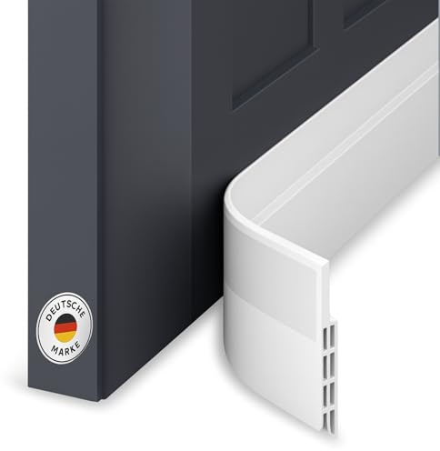 BUILDEXO Zugluftstopper für Türen 3er Set, Türdichtung unten selbstklebend weiß, 3 x 1 m zuschneidbar, gegen Zugluft, Kälte und Lärm, Türbodendichtung für Wohnungstür, Haustür und Balkon