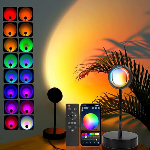 QUIGO Lampada al tramonto lampada luce notturna LED camera proiettore neon luce LED gaming lampada comodino/scrivania RGB ambiente decorazione camera ragazza decorazione estetica stanza