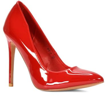 Womens Stiletto Heel Pointed Pumps Ladies Cherry Red Patent Party Stiletto Court Shoes Size 8