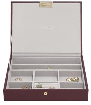 Stackers Burgunderrote klassische Schmuckschatulle mit Deckel
