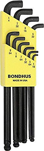 Bondhus 16538 Set of 10 Balldriver Stubby L-wrenches, sizes 1/16-1/4