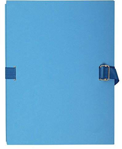 Exacompta 722E Dokumentenmappe DIN A4 mit dehnbarem Rücken bis zu 13 cm aus starkem Karton mit gefärbtem Stoffeinband hellblau ideal für Ihre Unterlagen und Dokumente