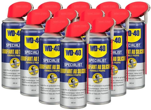 WD-40 Specialist • Lubrifiant Au Silicone • Spray Double Position • Formule Propre • Isolation contre l'humidité • Comptatible tous métaux, plastiques, caoutchoucs et bois • 400Ml • Par 12