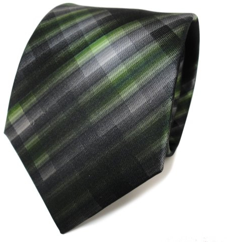 TigerTie Seidenkrawatte grün anthrazit grau schwarz gemustert - Krawatte Seide Silk