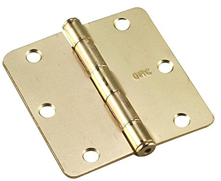 Richelieu 2821BB Onward (2-Pack) 3 1/2-inch (89 mm) Full Mortise Butt Hinge for Interior Door, 1/4-inch Radius, Brass Finish