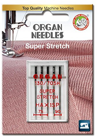 ORGAN NEEDLES Nadel, 5 Stück, Größe 75/90, für Lycra, Latex, elastische Materialien, Most Domestic Sewing Machines, Normaler Spitze