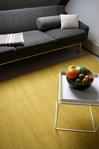 floor factory Moderner Designer Wollteppich Loft Mustard senfgelb 80x150cm - Reine Wolle in leuchtenden modernen Farben