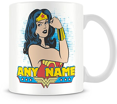MUGGZ Personalised Name Mug - Wonder Woman Superhero Cup (Customise with Name)