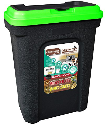 Happy Beaks Kingfisher 30L Dried Pet Food & Wild Garden Bird Seed Plastic Storage Container with Scoop