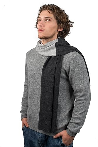 Dalle Piane Cashmere Herren Schal Zweifarbig 100% Kaschmir | Halstuch für Büro, Abend und Reisen, 170x33 cm, vier Jahreszeiten, Geschenk für Ihn, Made in Italy