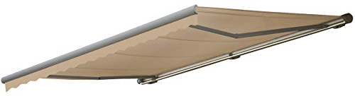 Mendler Elektrische Kassetten-Markise T122, Vollkassette Volant 4x3m - Polyester Creme, grau