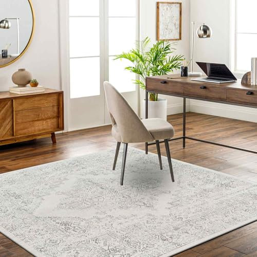 Livabliss Roma Vintage Rug - Area Rugs for Living Room 200 cm, Bedroom - Scandi Neutral Rugs, Traditional Patterned Boho Style, Natural Easy Care Pile - Large Rug, Off-White and Grey