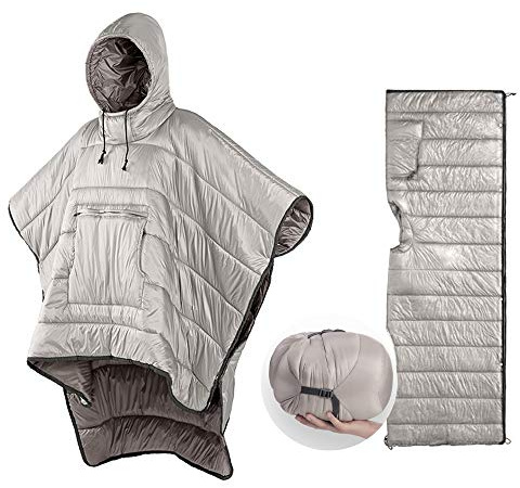 Schlafsack, Umhang, Winter, Camping, Poncho, tragbare Kapuzendecke, faule Steppdecke, Loungedecke, warme Jacke für Damen und Herren