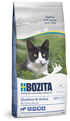 Bozita Outdoor & Active Katzentrockenfutter mit Elch – 10 kg – weizenfreies Trockenfutter für aktive, sensible Katzen – 30 % Protein, 20 % Fett – ohne Zucker & Gentechnik – aus Schweden