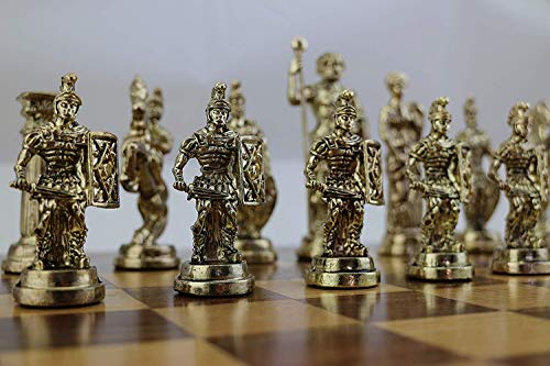 (Solo piezas de ajedrez) Figuras históricas de Roma hechas a mano, piezas de ajedrez de metal, tamaño grande, tamaño King, 4.3 pulgadas (tablero no incluido)