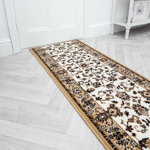 Soft & Luxurious Hallway Runner Rug - Comfortable Carpet for Hall, Kitchen & Corridor - Stain-Resistant, Dirt-Resistant - Multiple Sizes - 70cm x 330cm - 9mm Thick - Traditional, Beige