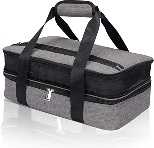 Insulated Double Casserole Carrier, 9x13 Baking Dish Carrier, Expandable Hot And Cold Thermal Tote Bag, Casserole Dishes Travel Bag For Picnic Potluck Beach Day Trip Camping Hiking