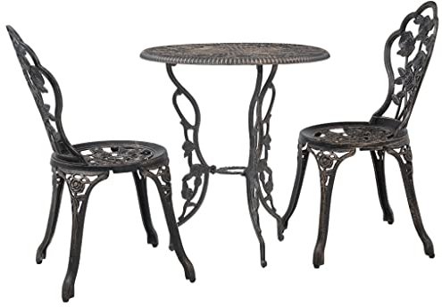 vidaXL Bistroset 3-TLG. Balkonset Balkonmöbel Garnitur Sitzgruppe Sitzgarnitur Gartenmöbel Gartenset Balkon Tisch 2 Stühle Aluminiumguss