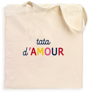 We Are Family - Tote Bag Humoristique Tata d'amour - Cadeau Original Personnalisé pour Une Tante - Sac Tissu 100% Coton, Imprimé en France - Naturel