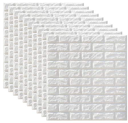 BESPORTBLE 10st Wandtattoo Mit Backsteinmuster Selbstklebendes Wandtattoo Klebriger Wandaufkleber Küche Back Weiß Weiches Xpe-material Aus Hochdichtem Schaumstoff 3d Dekorative Wand Peeling