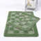 Night Zone Squares 2 Piece Bath Mat & Pedestal Set Non Slip Extra Absorbent Bathroom Toilet Rug Bath Mats Set (Sage Green)