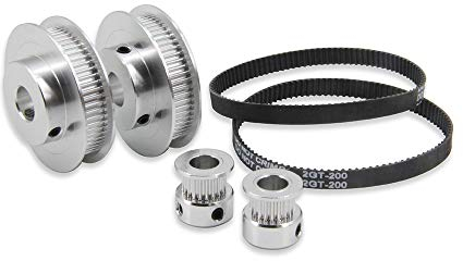 Zeberoxyz 2 Stück Set GT2-Synchronrad, 20 & 60 Zähne, 10mm Bohrung, Aluminium-Zahnriemenscheibe mit 2 Stück Länge 200 mm Breite 6mm Riemen (20-60T-10B-6)