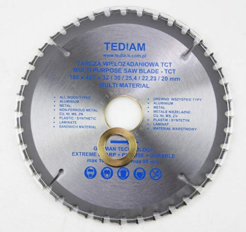 180x 32mm (30mm; 25,4mm; 22,23mm; 20mm) 40 Zähne Universal Kreissägeblatt für Holz, Kunstoff, Metall