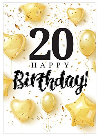 Friendly Fox Geburtstagskarte runder Geburtstag, 1x DIN A5 große Geburtstagskarte zum 20. Geburtstag, Glückwunschkarte Geburtstag, Happy Birthday Karte mit Umschlag, Klappkarte