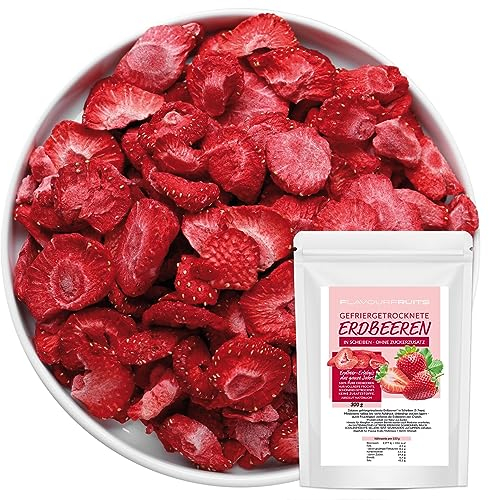 300g gefriergetrocknete Erdbeeren - Erdbeeren getrocknet - Erdbeerchips - in Scheiben - pure Frucht - 100% Erdbeeren | Limfood