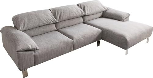 DELIFE Eckcouch Selenya Struktur Steingrau 305x170 Relaxfunktion Longchair re. by ES Brand