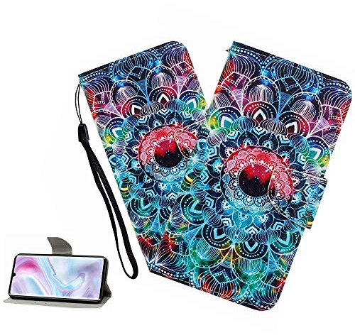 LEMAXELERS Oppo A16 / Oppo A16S Hülle,Oppo A16 Handyhülle Bunte Mandala-Blume Mädchen Flip Case PU Leder Cover Magnet Schutzhülle Ständer Handytasche für Oppo A16,XC Color Mandala