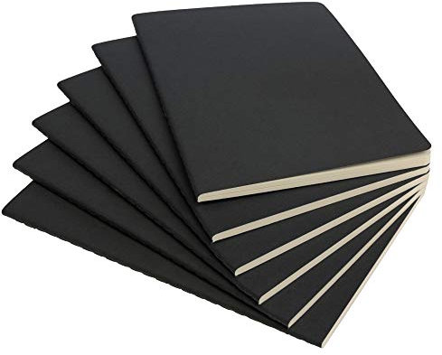 Simply Genius (6pk) Travel Journal A5 Gepunktete Bullet Journals, Dot Grid Notizbuch für Frauen und Männer, 5 x 5 x 8,25 Zoll, 92 Seiten, Schwarz