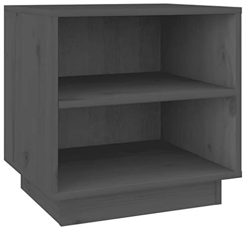 vidaXL Massivholz Kiefer Nachttisch mit 2 Ablagen Nachtschrank Nachtkonsole Nachtkommode Beistelltisch Schlafzimmer Schrank Kommode Grau 40x34x40cm